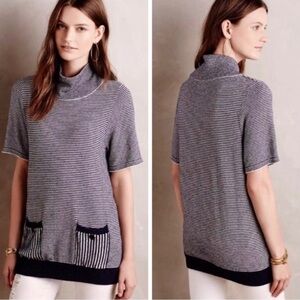 Anthropologie Moth Margate Blue Striped Tunic Sweater Size M
